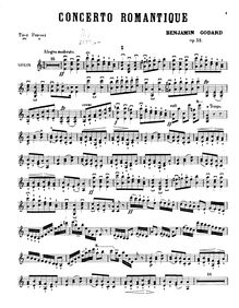 Partition de violon, Concerto romantique, Op.35, Godard, Benjamin