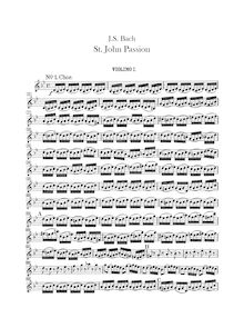 Partition violons I, Johannespassion, St. John Passion ; Passionsmusik nach dem Evangelisten Johannes ; Passio secundum Joannem