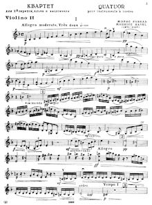 Partition violon 2, corde quatuor, Quatuor à cordes, F major, Ravel, Maurice