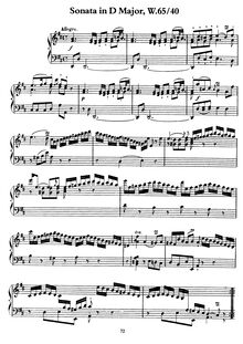 Partition complète, Sonata en D, Wq.65/40 (H.177), Bach, Carl Philipp Emanuel