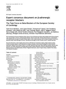 Expert Consensus Document on B-Adrenergic Receptor Blockers