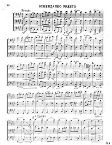 Partition , Scherzando,  pour 3 violoncelles, F major, La Tombelle, Fernand de
