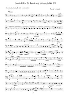Partition basse clarinette , partie, Sonata pour basson et violoncelle