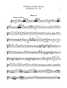 Partition hautbois 1, 2, Symphony No.32, Overture, G major, Mozart, Wolfgang Amadeus par Wolfgang Amadeus Mozart