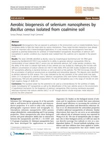 Aerobic biogenesis of selenium nanospheres by Bacillus cereusisolated from coalmine soil