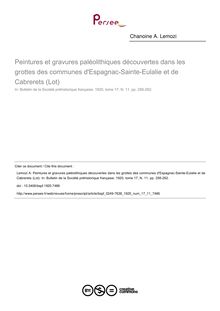Peintures et gravures paléolithiques découvertes dans les grottes des communes d Espagnac-Sainte-Eulalie et de Cabrerets (Lot) - article ; n°11 ; vol.17, pg 256-262