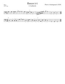 Partition viole de basse, Pavan et Galliards à 4, Attaingnant, Pierre par Pierre Attaingnant