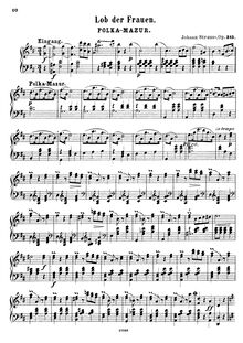 Partition Transcription pour piano solo - complete, Lob der Frauen, Op.315