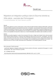 Migrations et intégration politique dans le Gourma oriental au XIXe siècle : exemple des Folmongaani - article ; n°2 ; vol.61, pg 65-90