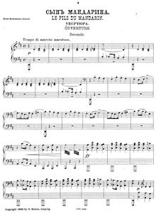 Partition Overture (piano four-mains), pour Mandarin s Son, Сын мандарина ; Le fils du Mandarin