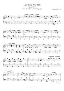 Partition Musette en C major, Notenbuch fuer Wolfgang, Various, Mozart, Leopold