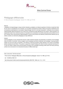 Pédagogie différenciée - article ; n°1 ; vol.114, pg 97-102