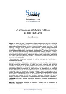 A antropologia estrutural e histórica de Jean-Paul Sartre
