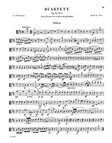Partition viole de gambe, corde quatuor No.3, Op.18/3, D major, Beethoven, Ludwig van par Ludwig van Beethoven
