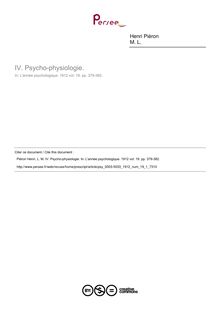 Psycho-physiologie. - compte-rendu ; n°1 ; vol.19, pg 379-382