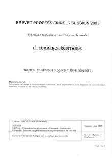Expression française et ouverture sur le monde 2005 BP - Préparateur en pharmacie