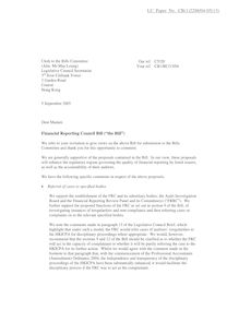 Bills committee comment letter on FRC Sept 05