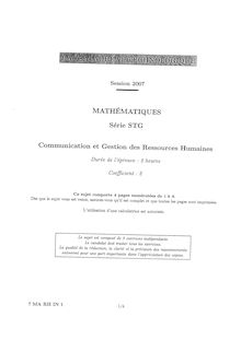 Sujet du bac STG 2007: Mathématiques CGRH
