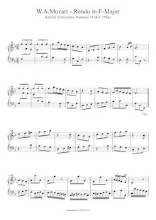 Partition Rondo en F major, K.15hh, pour London Sketchbook, Various