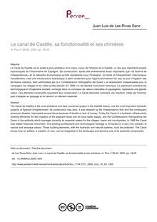 Le canal de Castille, sa fonctionnalité et ses chimères - article ; n°39 ; vol.16, pg 18-29