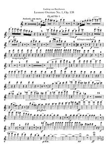 Partition flûte 1, 2, Leonora Overture No. 1, C major, Beethoven, Ludwig van