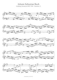 Partition Variation 11, Goldberg-Variationen, Goldberg Variations ; Aria mit 30 Veränderungen ; Clavier-Übung IV