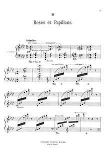 Partition II  Roses et papillons, Scènes mignonnes pour piano, Dubois, Théodore