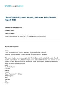 Global Mobile Payment Security Software Sales Market Report 2016