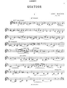 Partition violon 2, corde quatuor, Op.143, D major, Sachs, Léo