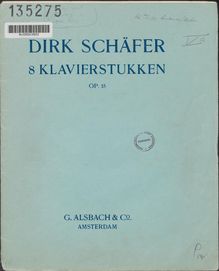 Partition complète, 8 Piano pièces, Schäfer, Dirk