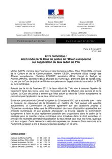 Livre numérique : arrêt rendu par la Cour de justice de l Union européenne sur l application du taux réduit de TVA