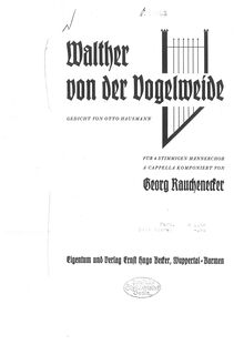 Partition complète, Walther von der Vogelweide, Rauchenecker, Georg Wilhelm