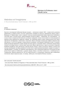 Xlebnikov et l imaginisme - article ; n°1 ; vol.67, pg 65-81