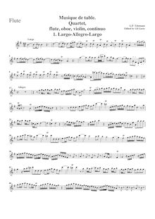 Partition flûte, Quartetto, TWV 43:G2, G major, Telemann, Georg Philipp