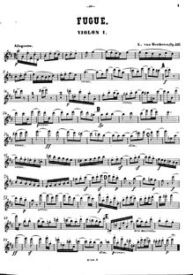 Partition violon 1, Fugue pour corde quintette, D major, Beethoven, Ludwig van