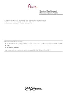 L année 1984 à travers les comptes nationaux - article ; n°1 ; vol.178, pg 57-61