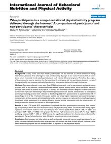 Who participates in a computer-tailored physical activity program delivered through the Internet? A comparison of participants  and non-participants  characteristics
