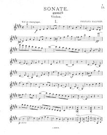 Partition de violon, violon Sonata, C sharp minor, Halphen, Fernand
