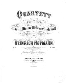 Partition Score (Piano), Piano quatuor, D minor, Hofmann, Heinrich