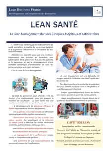 Le lean management dans les cliniques, hôpitaux et laboratoires - Lean Business France
