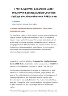 Frost & Sullivan: Expanding Labor Industry in Southeast Asian Countries Vitalizes the Above the Neck PPE Market