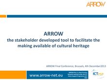Conférence de présentation de ARROW le 4 décembre à Bruxelles