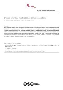 L école en milieu rural : réalités et représentations - article ; n°1 ; vol.73, pg 41-46