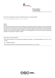 Sur les rapports entre abstraction et plasticité - article ; n°2 ; vol.54, pg 357-366