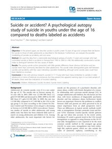 Suicide or accident? A psychological autopsy study of suicide in youths under the age of 16 compared to deaths labeled as accidents