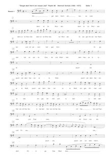 Partition basse 1 , partie, Psalm No. 98, Schütz, Heinrich