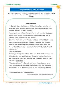 Grade 6 English: Comprehension - The Accident