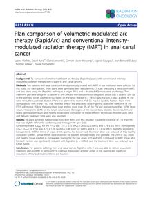 Plan comparison of volumetric-modulated arc therapy (RapidArc) and conventional intensity-modulated radiation therapy (IMRT) in anal canal cancer