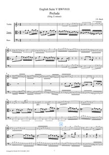 Partition , partie 2: ténor viole de gambe, 6 anglais , Bach, Johann Sebastian