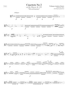 Partition viole de gambe, corde quatuor No.2, Divertimento, D major
